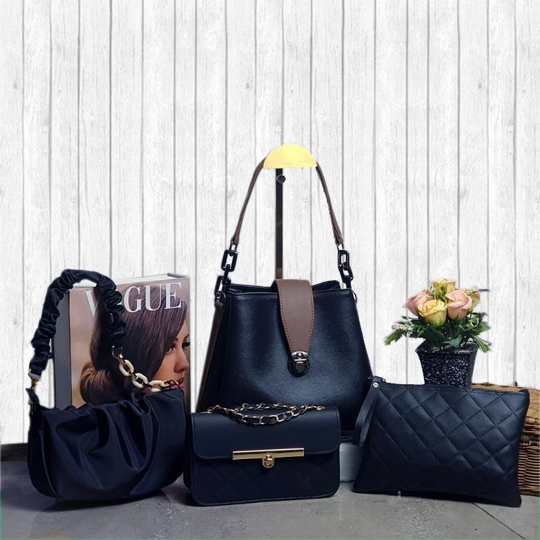 Iznada Bags - Paket Bundling Tas Selempang Wanita  (Pamela+Naumi+Aura+Lyla) Kulit Sintetis Polos dan
