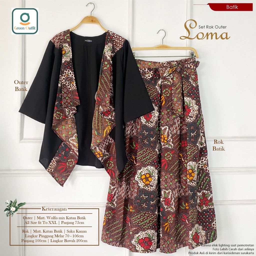 loma set rok outer wolfis batik  ld 112 stelan setelan oneset pakaian baju bluss blus bluse jumbo ov