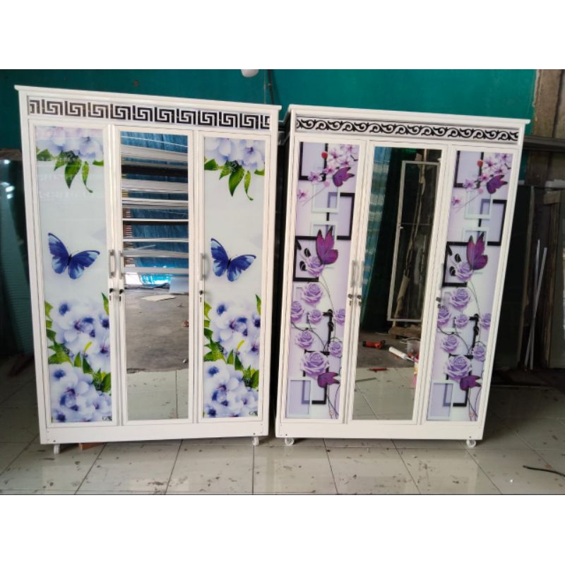 Lemari Pakaian 3 Pintu Aluminium Kaca Lemari Baju Murah