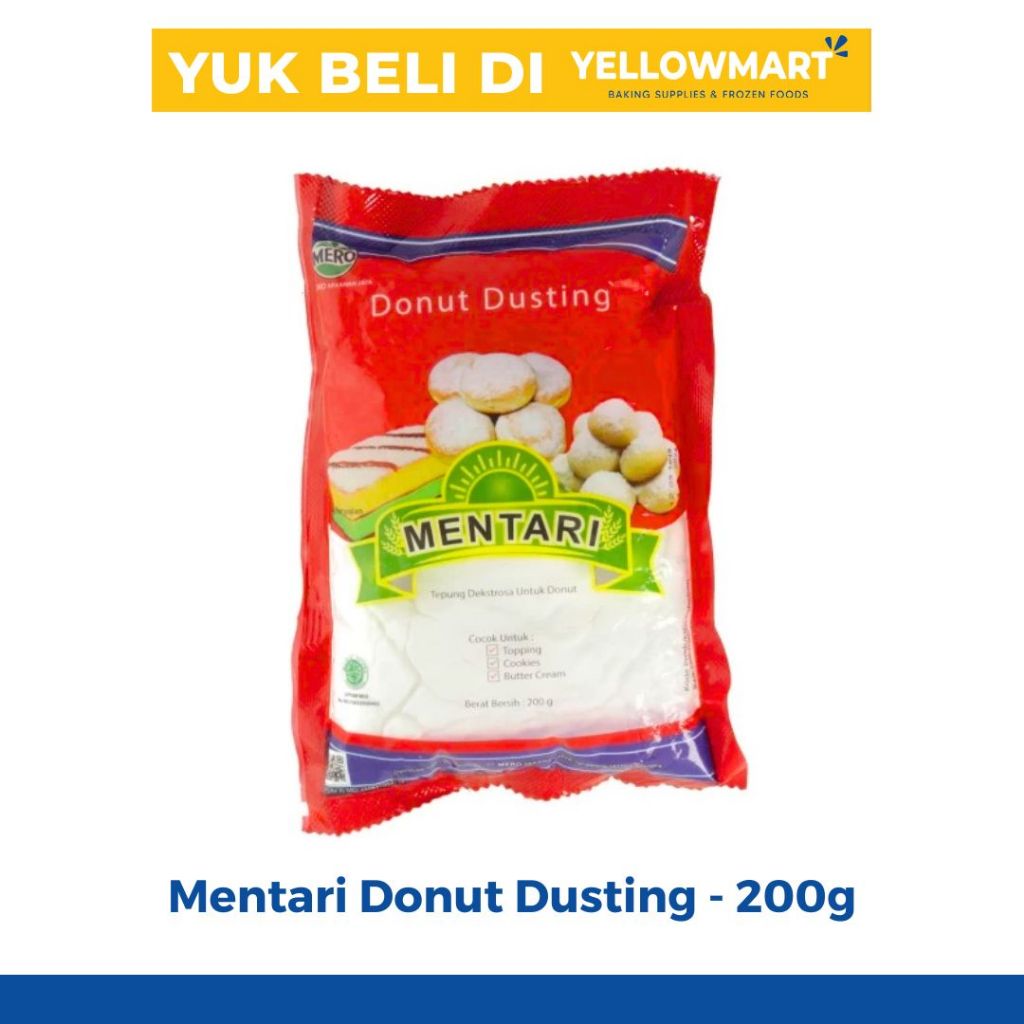 

Mentari Tepung Gula Halus Icing Sugar Donat Dusting - 200g Tepung Gula Donat Masak Kue