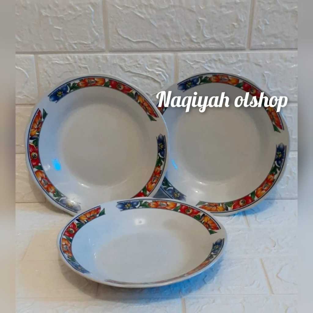 6pcs Piring Makan keramik motif bunga / Piring Makan Kembang / Piring makan motif