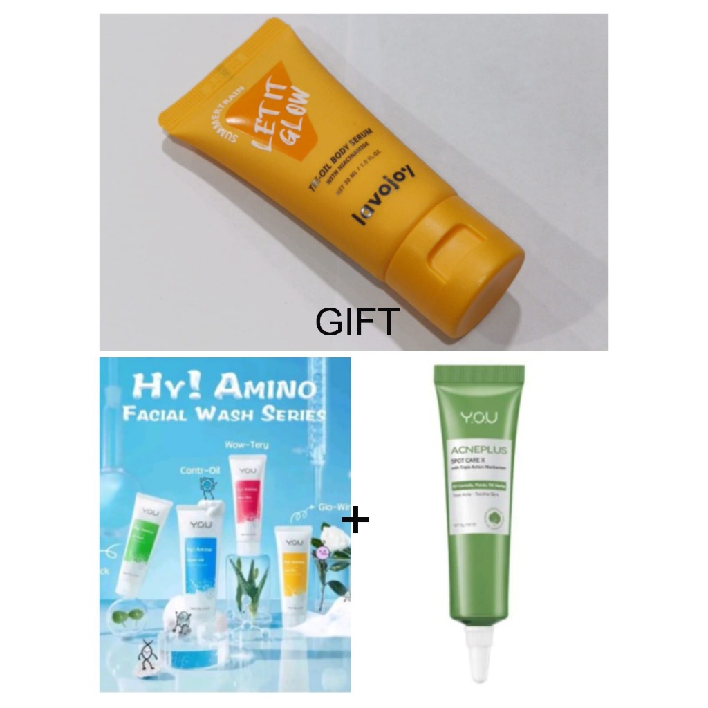 YOU HY AMINO FACIAL WASH 100ML + YOU ACNEPLUS SPOT CARE X (FREE LAVAJOY)