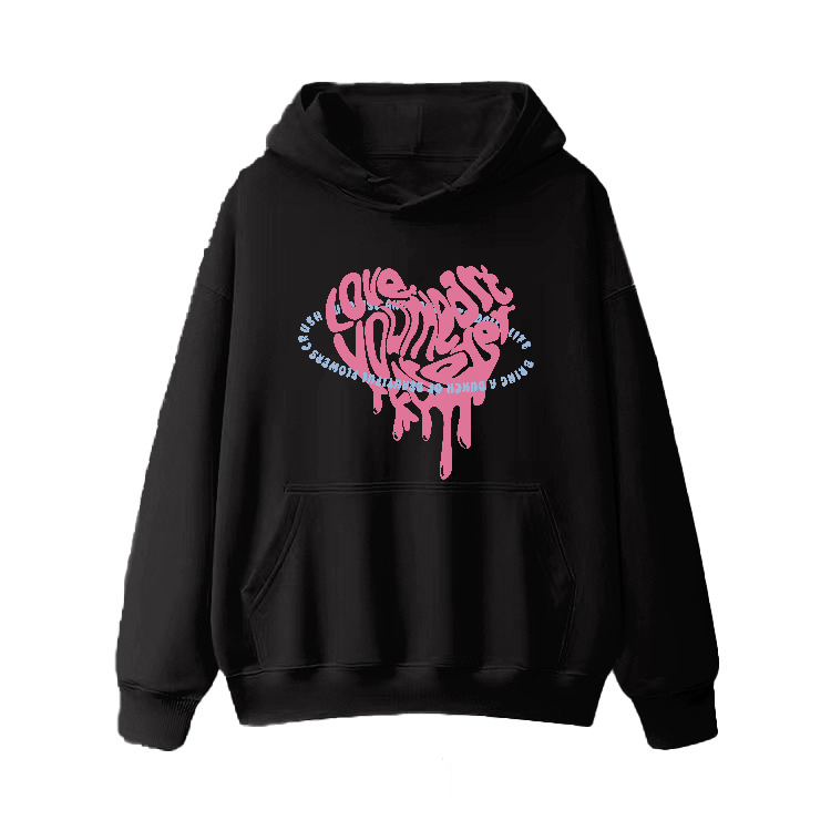 KK Hoodie Wanita Sweatershirt Lengan Panjang Pola Hati Korean Style/Sweater Crop/Baju Wanita/Switer 