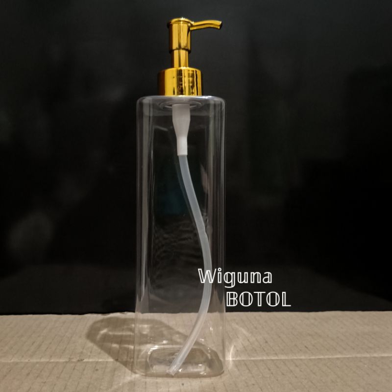 Botol Pump 500ml Kotak / Botol PET 500ML kotak Tutup Pump Clip Oil
