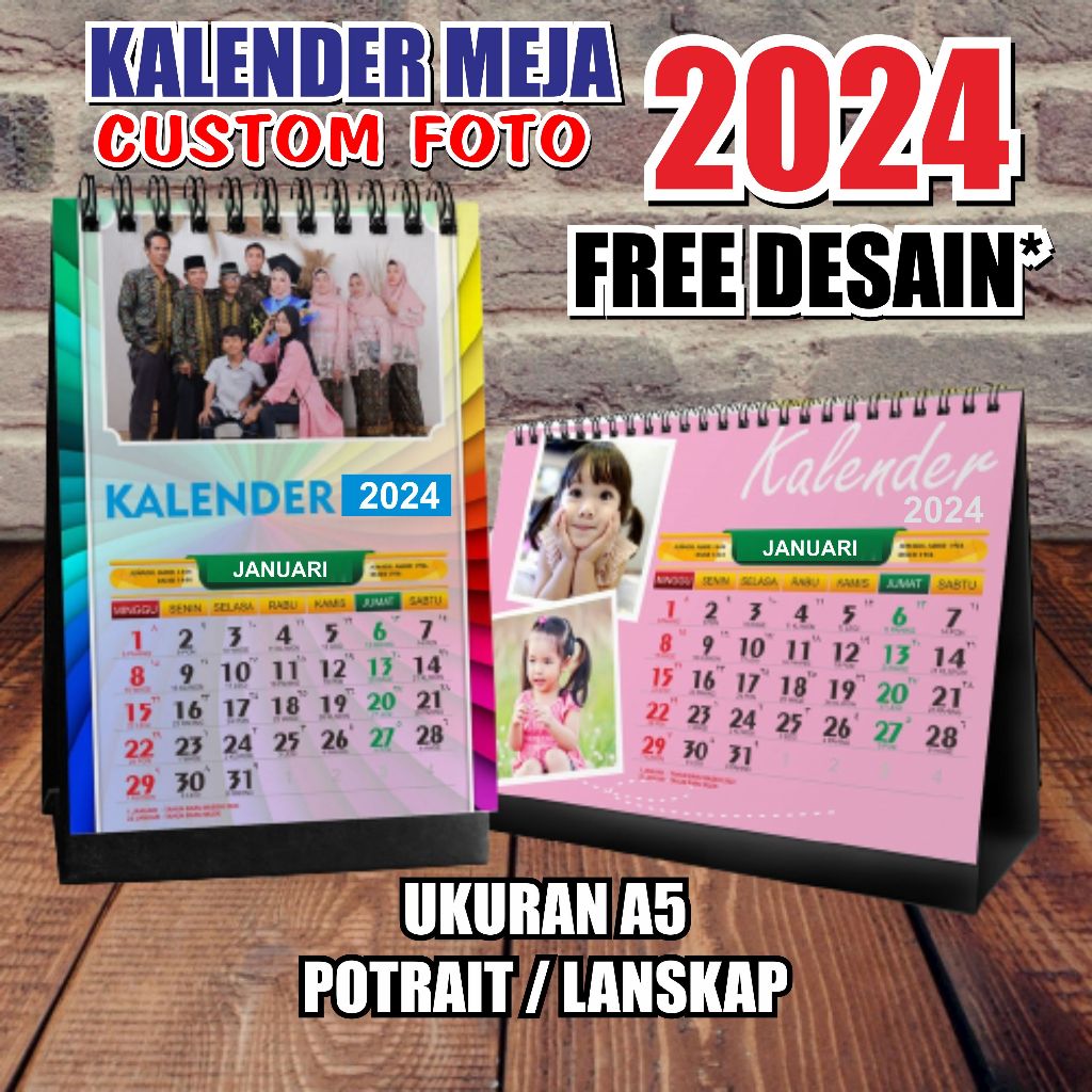 

Kalender Duduk// Kalender Meja 2024 custom foto