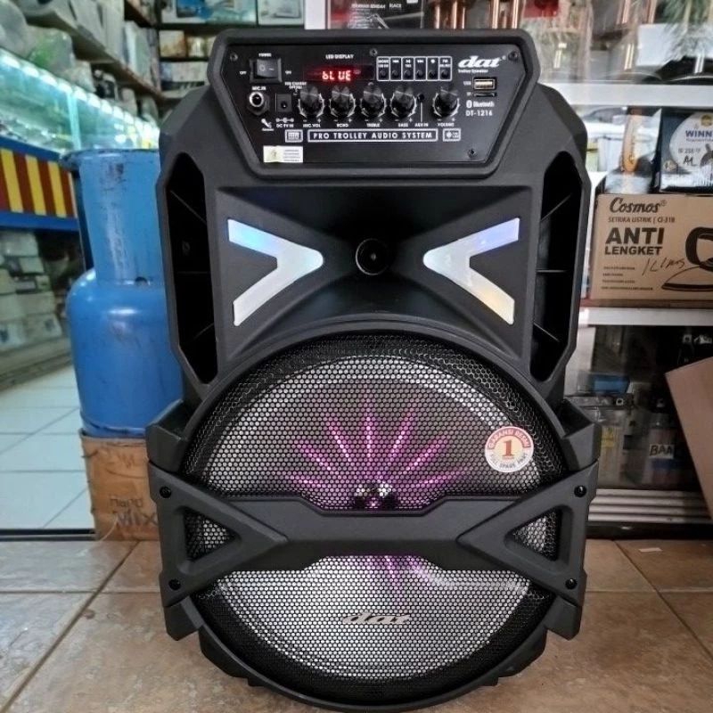 Speaker Portabel DAT 1216+2 Mic Wireless Baru