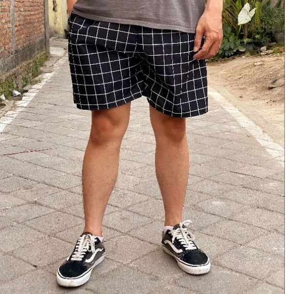 3  PCS Celana Boxer pria Kotak hitam Abu Putih Bokser Square Santai Adem Harian