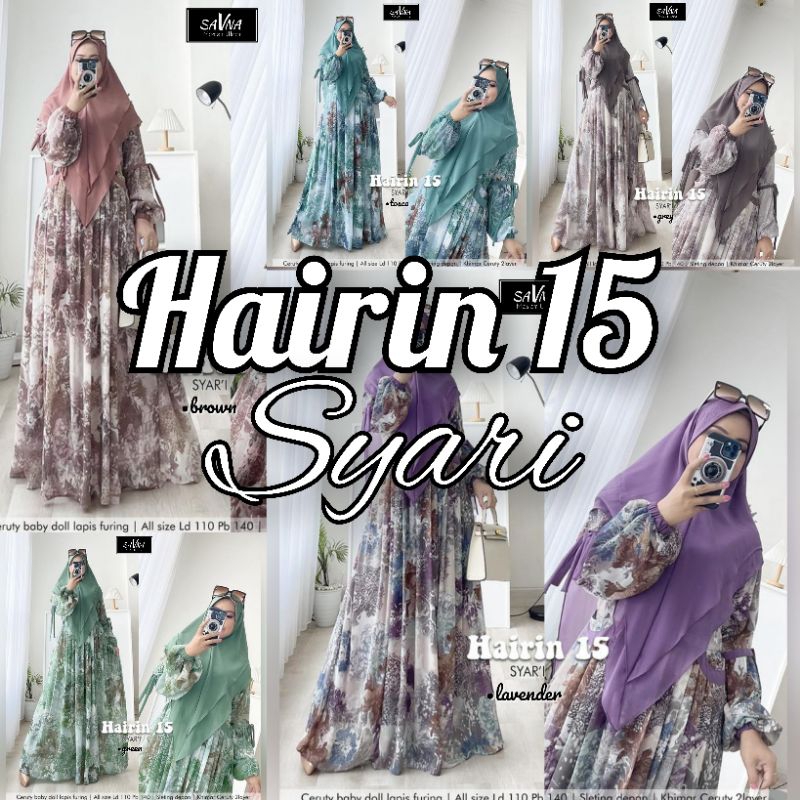 HAIRIN 15 LD110 & LD120 By SAVNA | SET GAMIS SYARI CERUTY MOTIF TERBARU