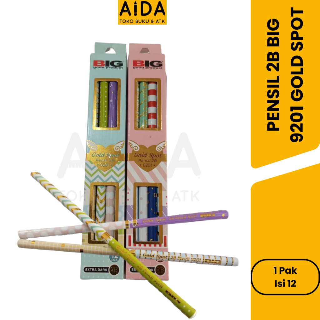 

Pensil 2B Big 9201 Gold Spot 1 Pak (Isi 12 Pcs) Pensil Ujian Murah