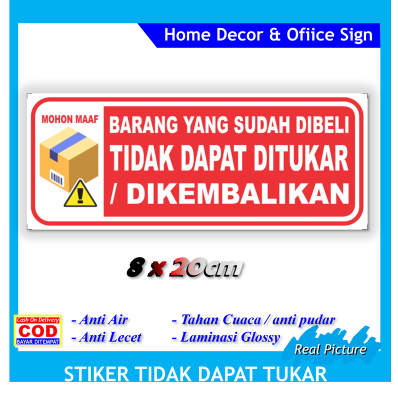 

new Label stiker barang sudah dibeli tidak dapat tukar sticker toko warung dll