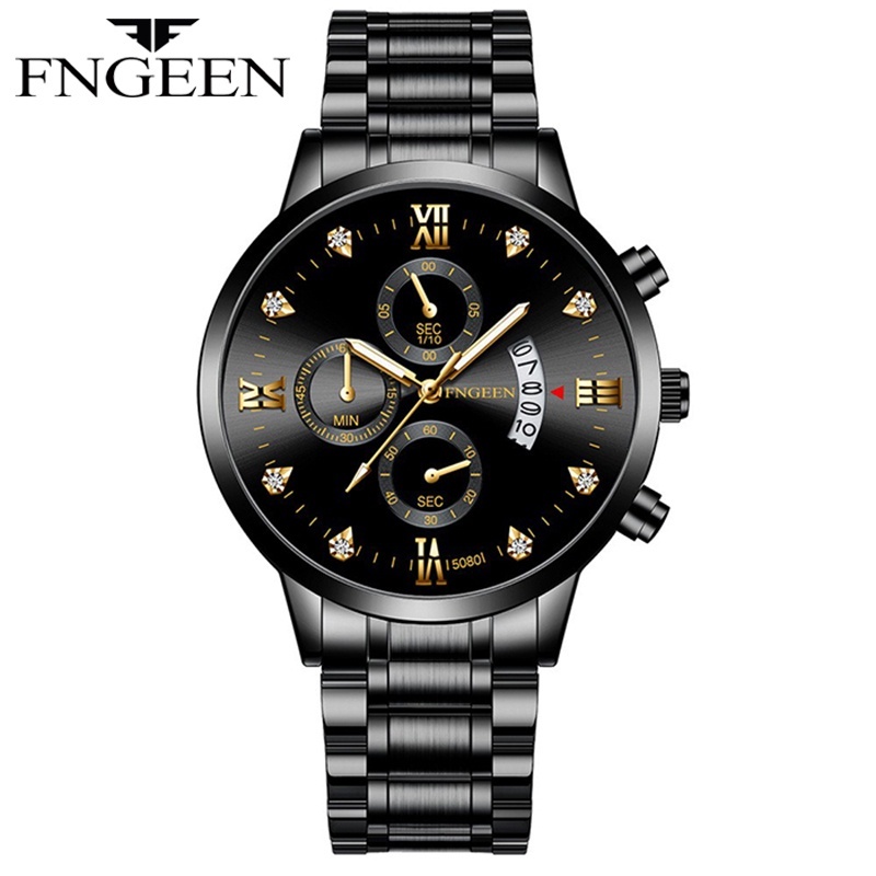 FNGEEN 5080 Jam Tangan Pria Anti Air Original 100% Stainless Steel Kasual Fashion Quartz Cowok Watch