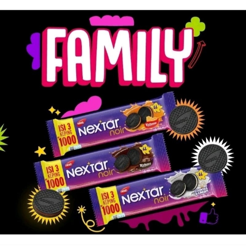 

Nabati Nextar Noir Cookies Sandwich isi 10 sachet @28.5gr