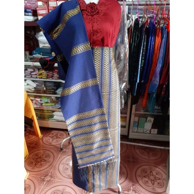 KAIN SONGKET TENUN PUCCA TOBA SERAGAMAN SONGKET BATAK PAKAIAN PESTA WARNA BIRU