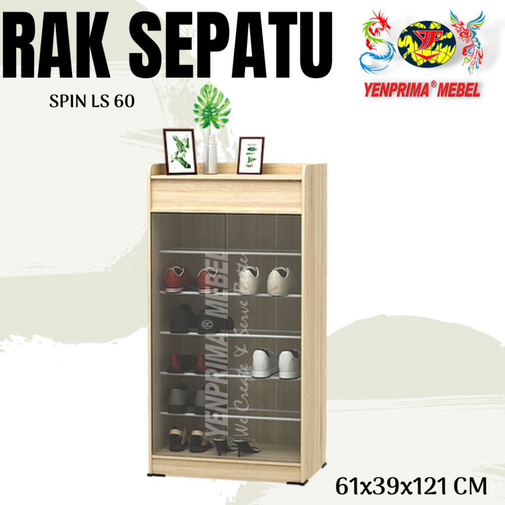 [YENPRIMA] ACTIV SPIN LS 60/RAK SEPATU MINIMALIS/LEMARI SEPATU KACA