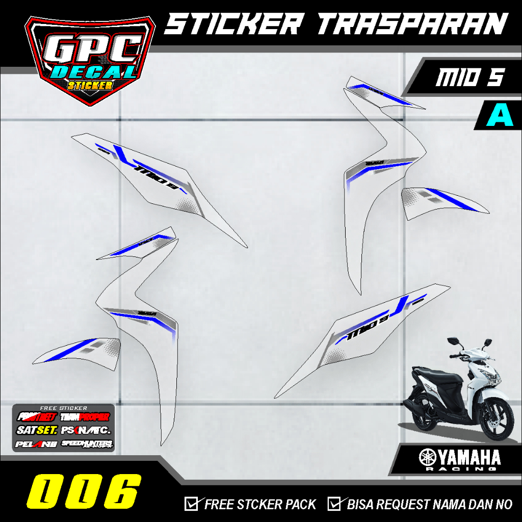 STRIPING TRANSPARAN UV YAMAHA MIO S DESAIN MINIMALIS GPC DECAL 006