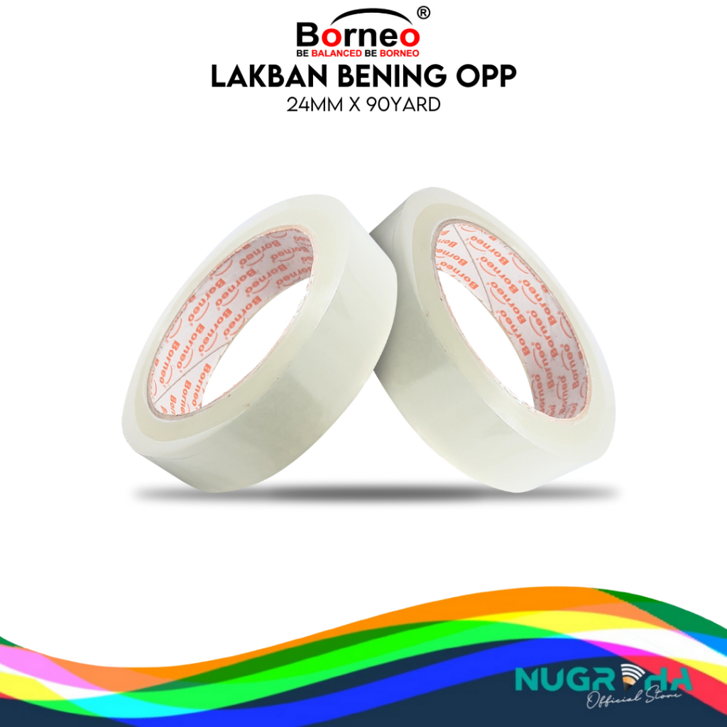 

ISOLASI LAKBAN OPP SOLASI BENING 24 MM X 90 YARD BORNEO CORE MERAH