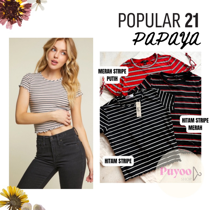 POPULAR 21 Stripe Rib tshirt | Kaos Rib