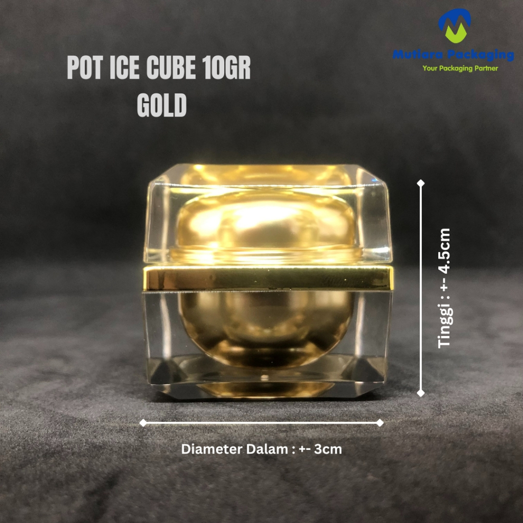 Pot Ice Cube 10GR Gold / Pot Acrylic 10gr Gold / Jar 10gr
