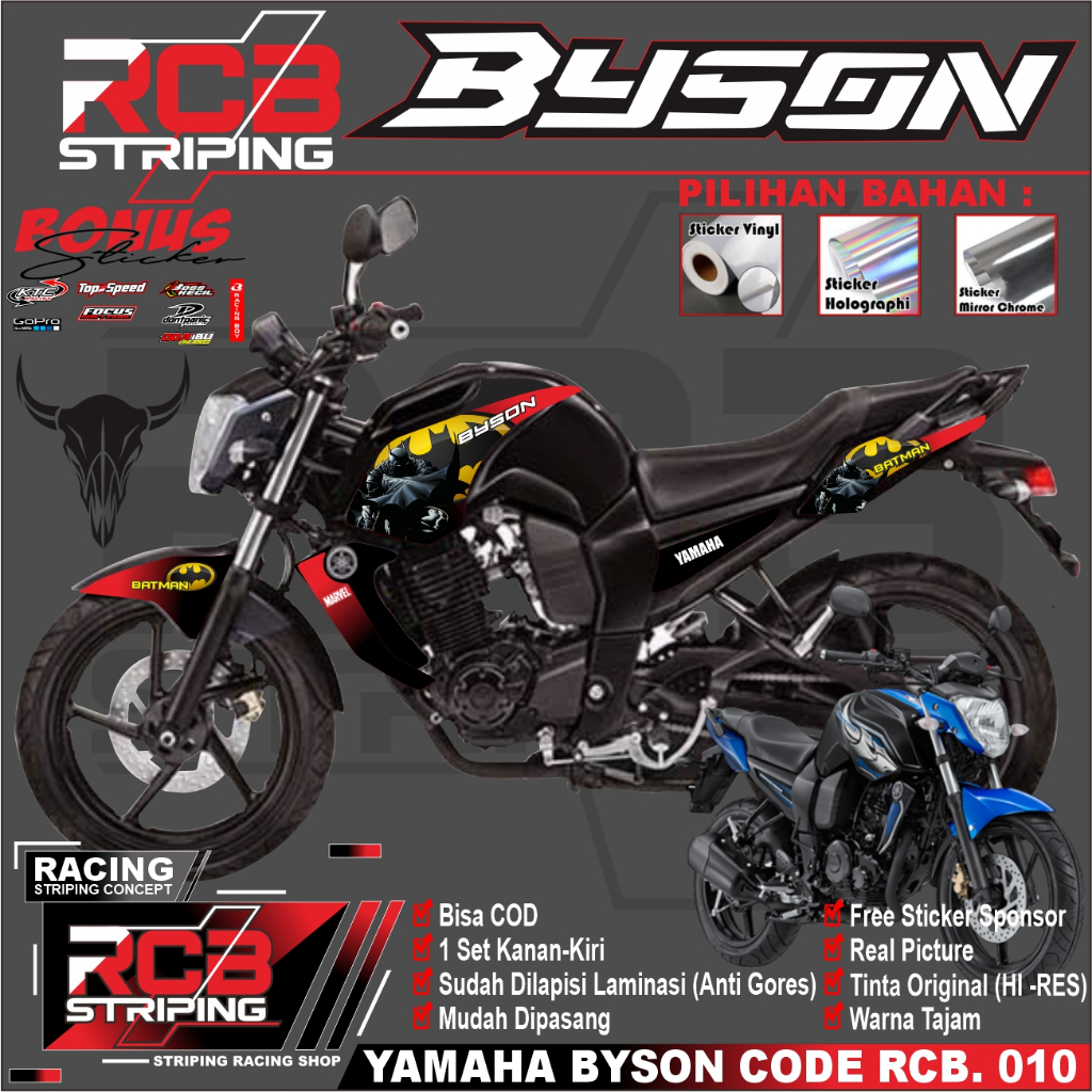 [COD] Stiker BYSON striping BYSON motor YAMAHA motor sticker variasi BATMAN RCB 010