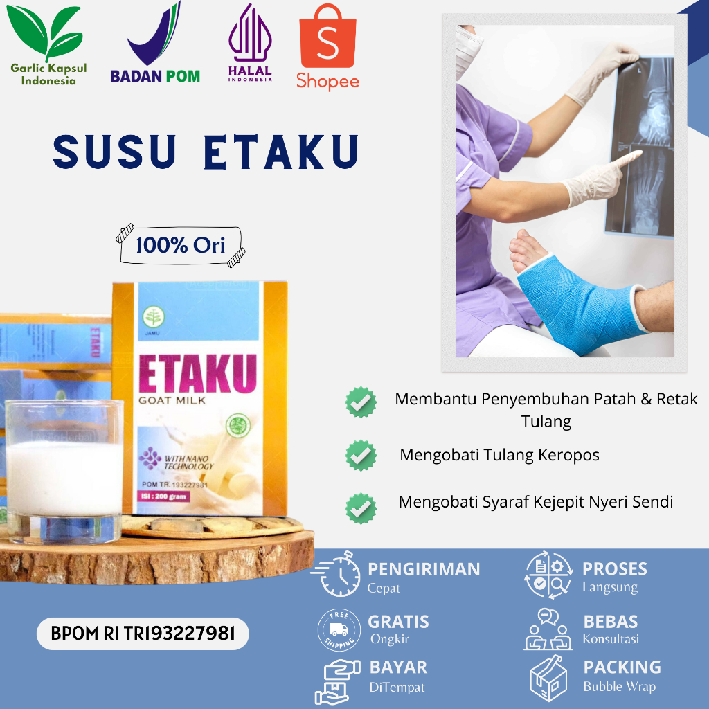 

Susu Etaku Untuk Patah Tulang Penambah Nutrisi Tulang Dan Memperkuat Sendi Tulang Obat Radang Sendi Tulang Keropos Osteoporosis Obat Nyeri Sendi Lutut Nyeri Otot Dan Urat Dan Tulang Saraf Kejepit Susu Kambing Etawa Etaku ( Kambing Unggulan )