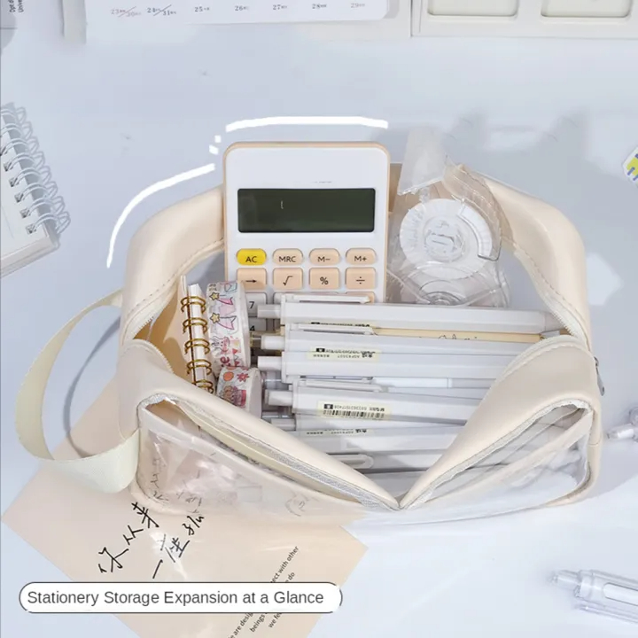 

WAASOSCON Tempat Pensil Waterproof Clear Zipper Bag Pencil Case Gray