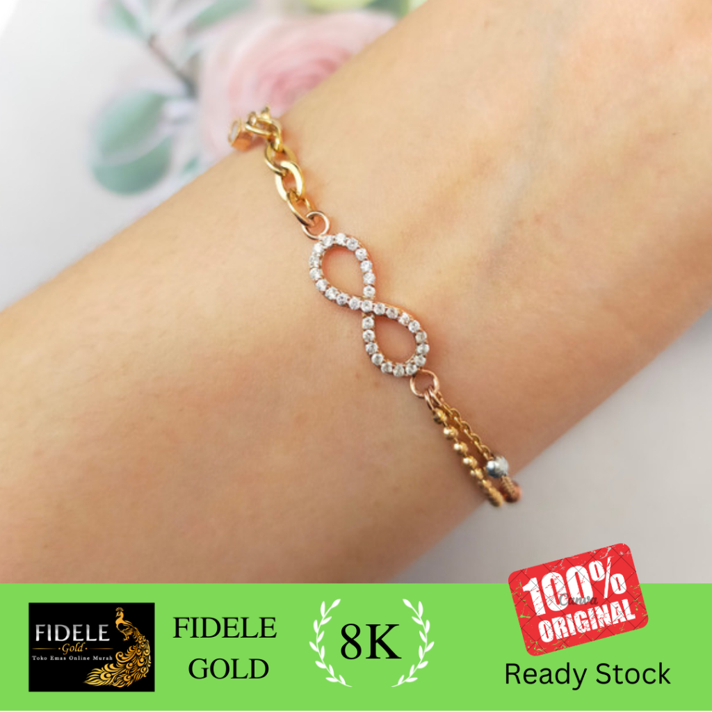 Gelang Infinity fashion Mainan Gelang Emas Asli Kadar Muda 375