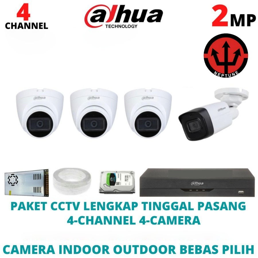PAKET CCTV DAHUA 4 CHANNEL 2MP 4 KAMERA 1080P FULLHD