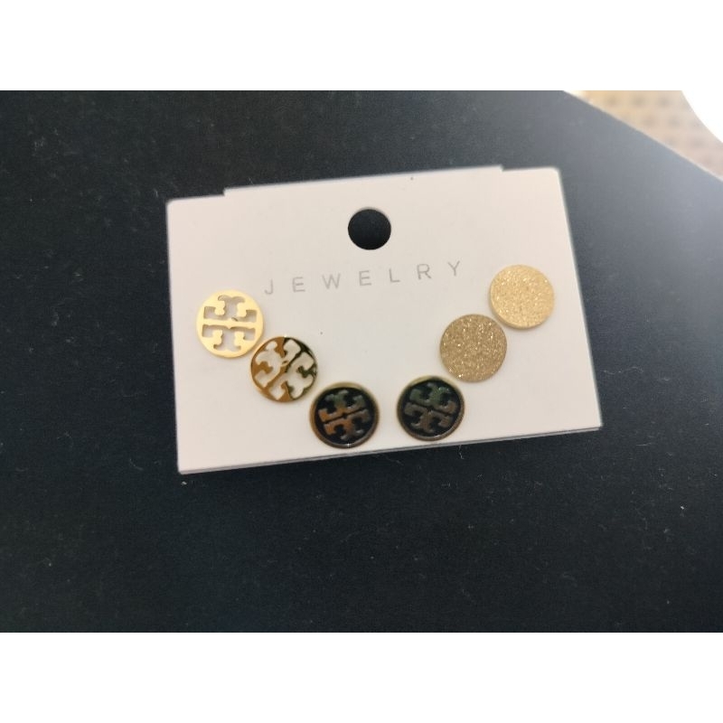 Anting Tory 3 set Titanium Asli