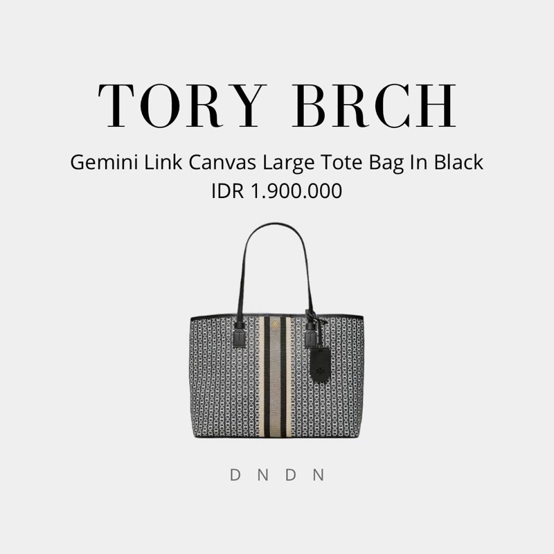 Tory Burch Gemini Link Canvas Large Tote Bag In Black