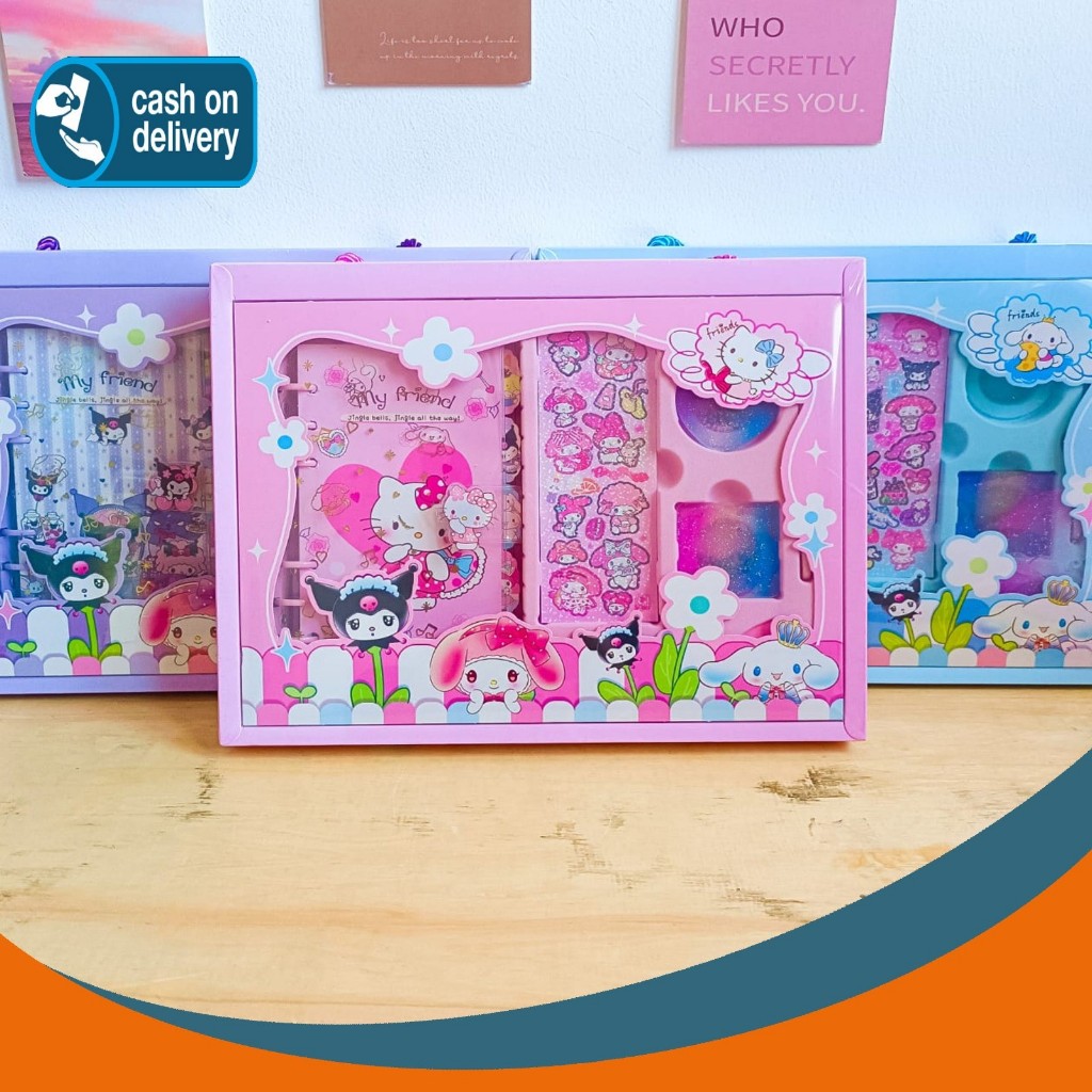 

PAKET BUKU JURNAL STICKER MEWAH SANRIO 7 IN 1 TZLH-S001 BUKU SPIRAL PEN STICKER PINSET SPATULA ALAT TULIS KANTOR SEKOLAH MURAH TERMURAH COD