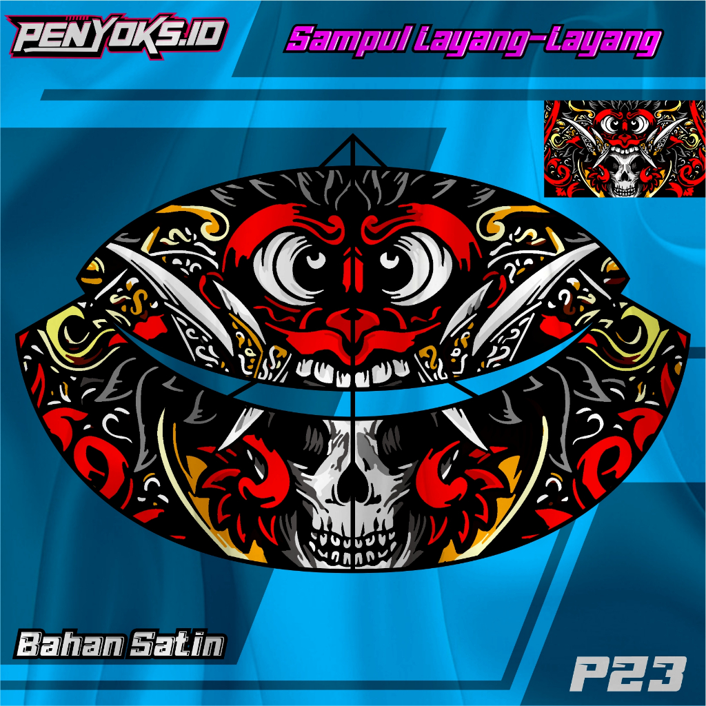 Kain Layang layang Motif Custom Full Printing Bahan Satin Peles High Quality.