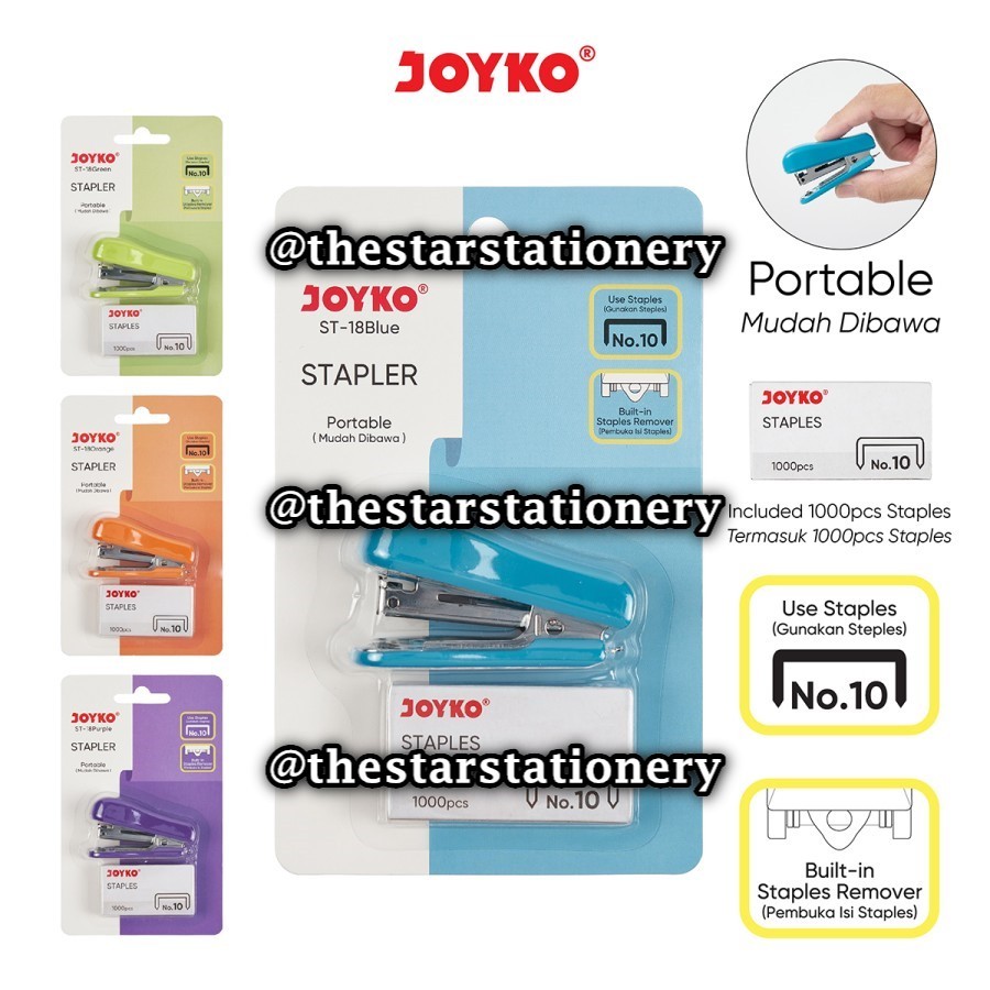 

(1 Set) GROSIR Stapler Set Joyko ST-18 / Jepretan Joyko ST 18 Bonus Refill Staples