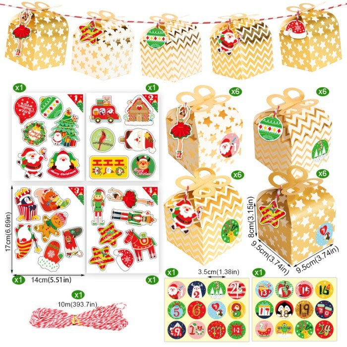 

(Premium) 24SET Kotak cookies natal kotak kue Natal kotak kue xmas kotak kado