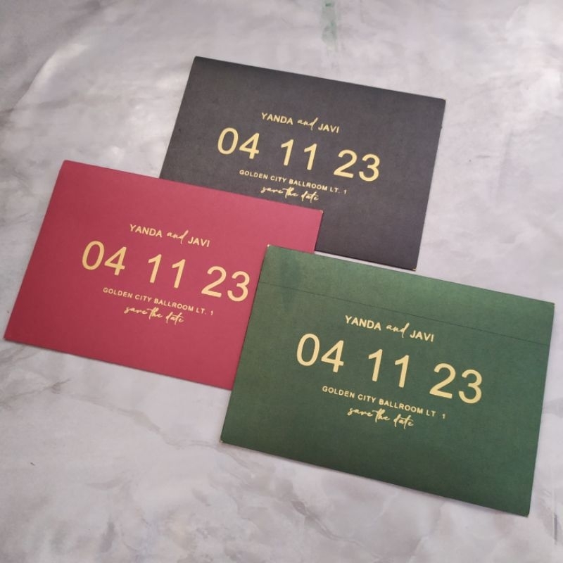 Undangan Pernikahan Amplop (Hardcover) Bahan Kertas Jasmine Premium Tebal, Simple dan Elegan GOLD