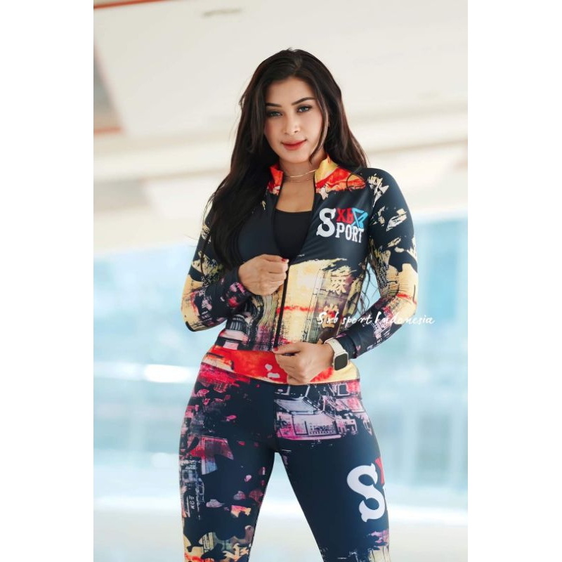 Baju Senam Murah SXB MX RANDOM JACKET CROP AND LEGGING COMPRESSION