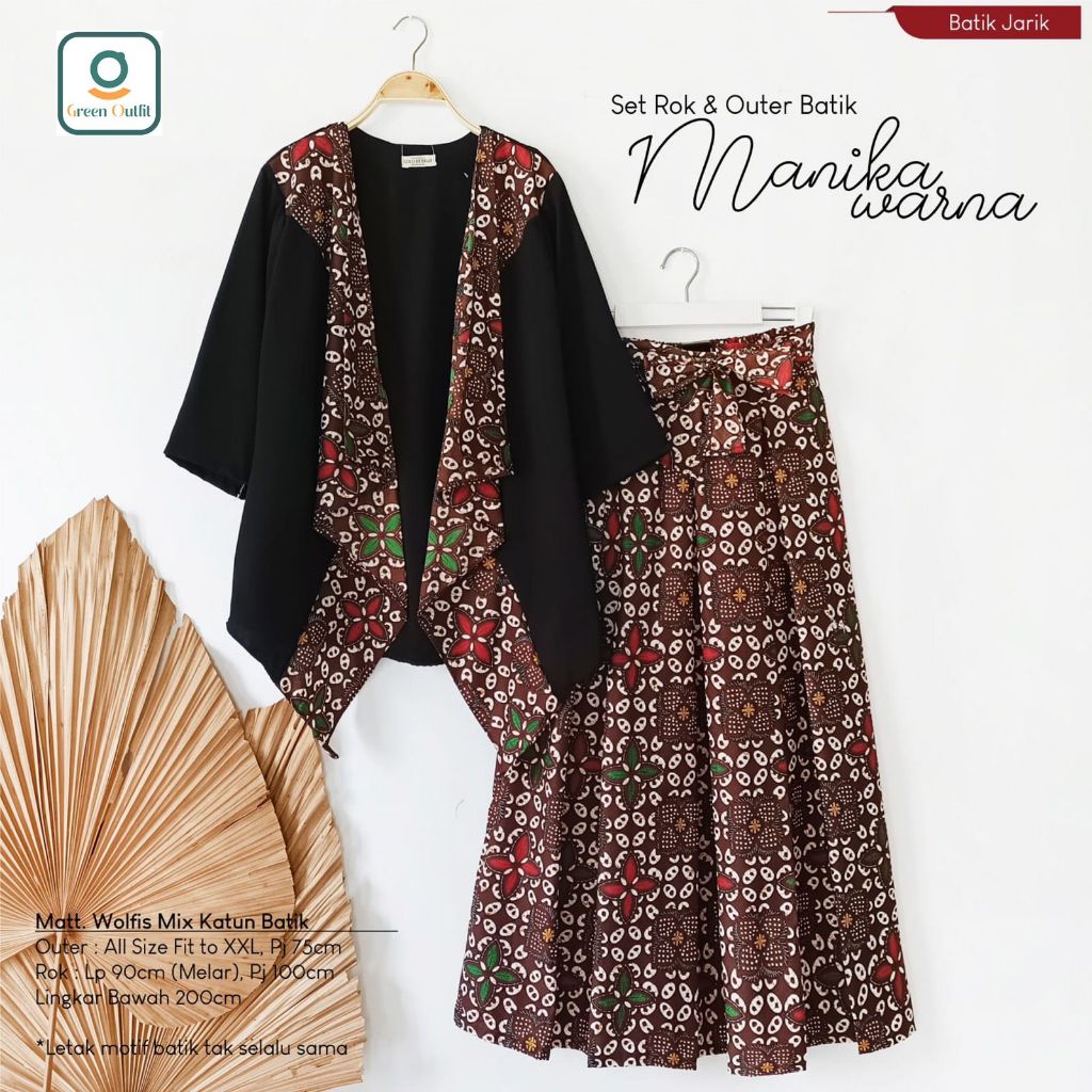 manikawarna set rok outer wolfis batik  ld 112 stelan setelan oneset pakaian baju bluss blus bluse j