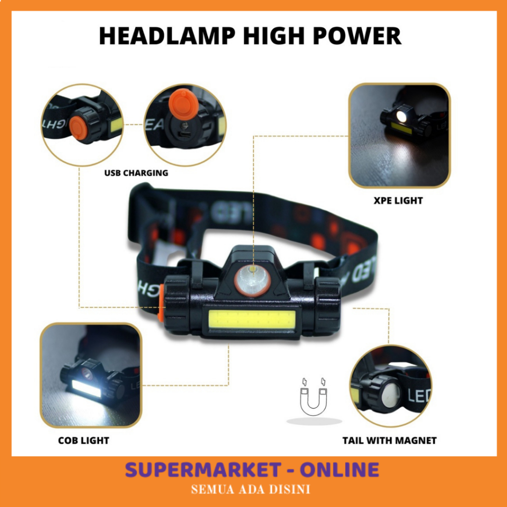 BEST SELLER LAMPU SENTER SWAT LED SUPER TERANG 3 MODE CAHAYA DAN LAMPU SENTER KEPALA HEADLAMP HEAD L