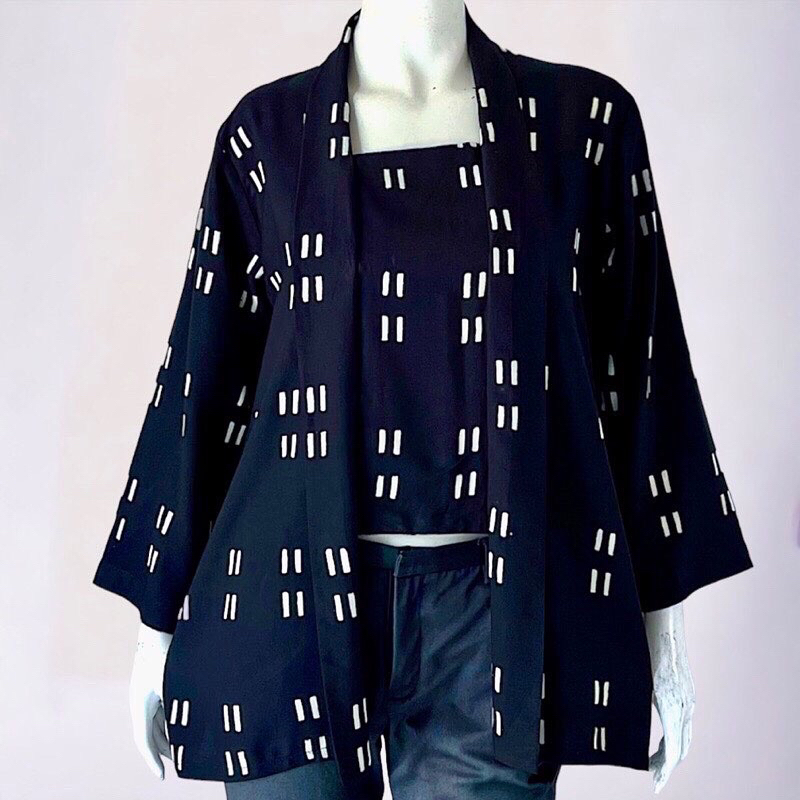 Mireya Kutubaru Atasan Kebaya Wanita Bahan Rayon Cap Jumputan Handmade Premium Solo
