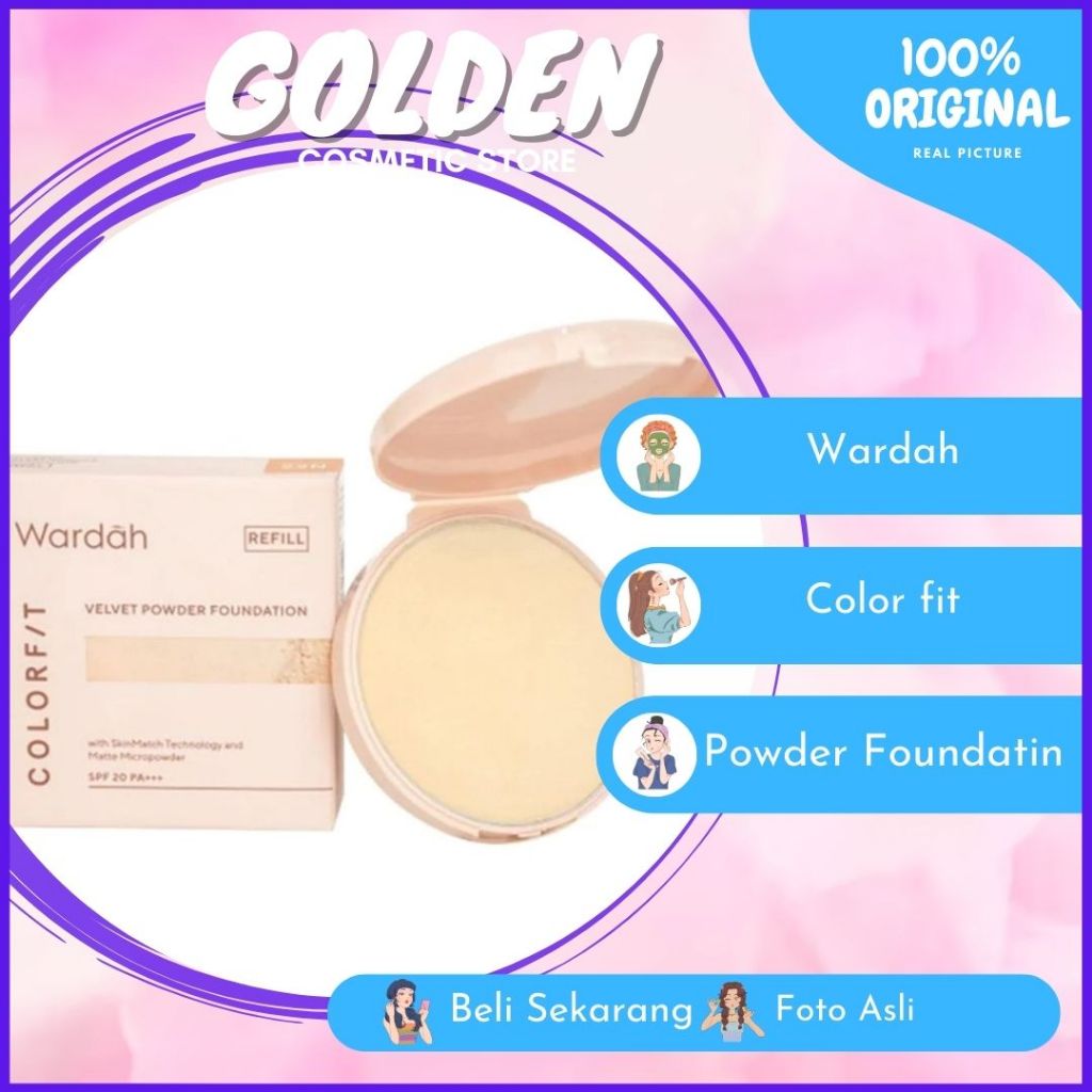 Wardah Colorfit Velvet Powder Foundation REFILL kemasan isi ulang - Bedak Wardah Refill - Wardah Col
