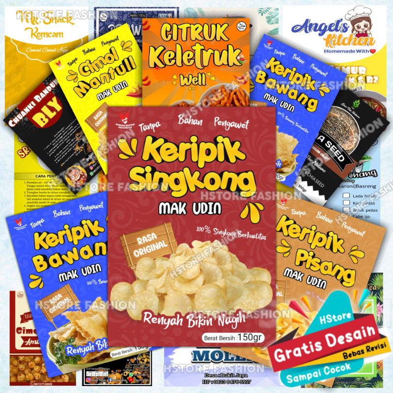 Label Sticker Produk Keripik Sticker Jualan Label Kemasan Gratis Desain