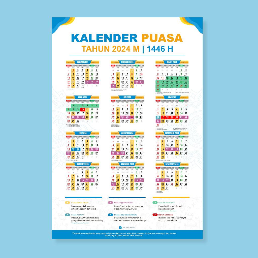 

Kalender Puasa 2024 | Kalender Shaum 2024 | Kalender Dinding Custom I Kalender Puasa Sunnah Komplit | Ukuran A3 PLUS