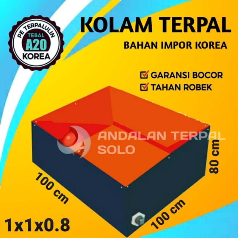 Terpal Kolam Terpal Ikan Kotak A20 Korea Kolam Terpal Bahan Korea 100x100x80/1x1x0.8 Kolam Terpal Ba