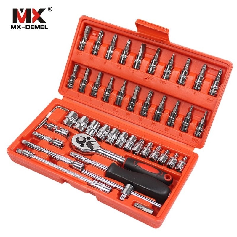 Kunci Socket Set 1/4 Inci 46 in 1