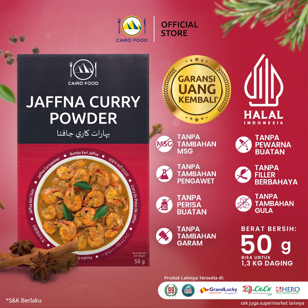 

Bumbu Kari Jaffna Sehat – Tanpa MSG, 100% Rempah Murni | Cairo Food