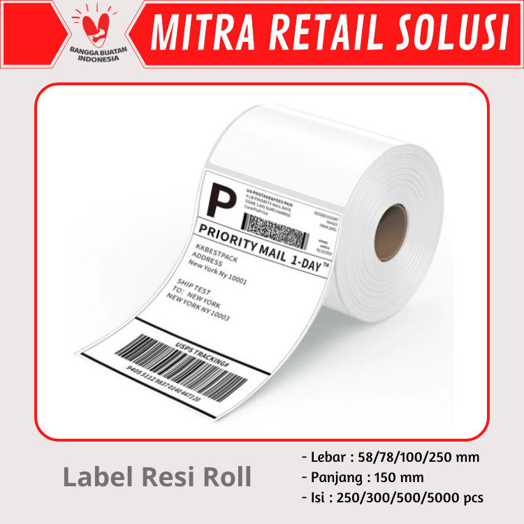 

Jual Thermal Direct Label/Kertas Label Stiker Roll 100x150mm
