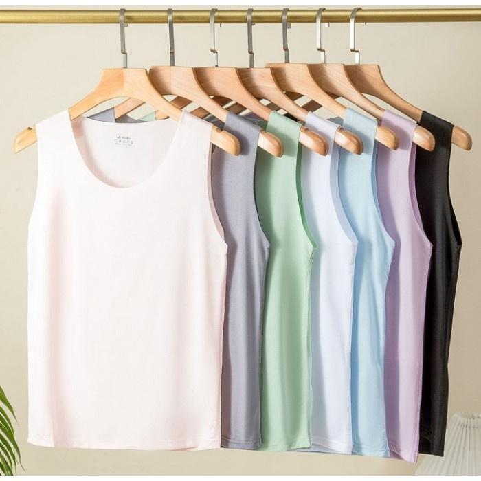 (EOSKW01) Kaos Dalam Tank Top Wanita Ice Silk Cool Melar Panjang Atasan