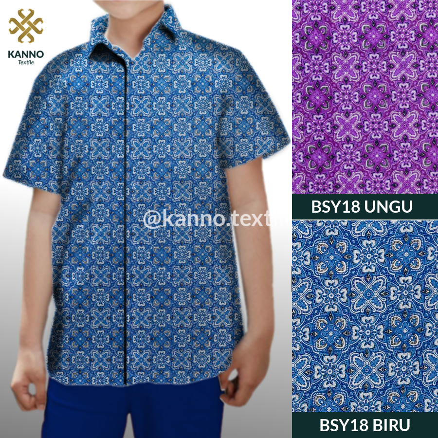 KAIN BATIK SERAGAM SEKOLAH SD SMP SMA BAHAN BSY SANWOS BSY18 WARNA UNGU/BIRU