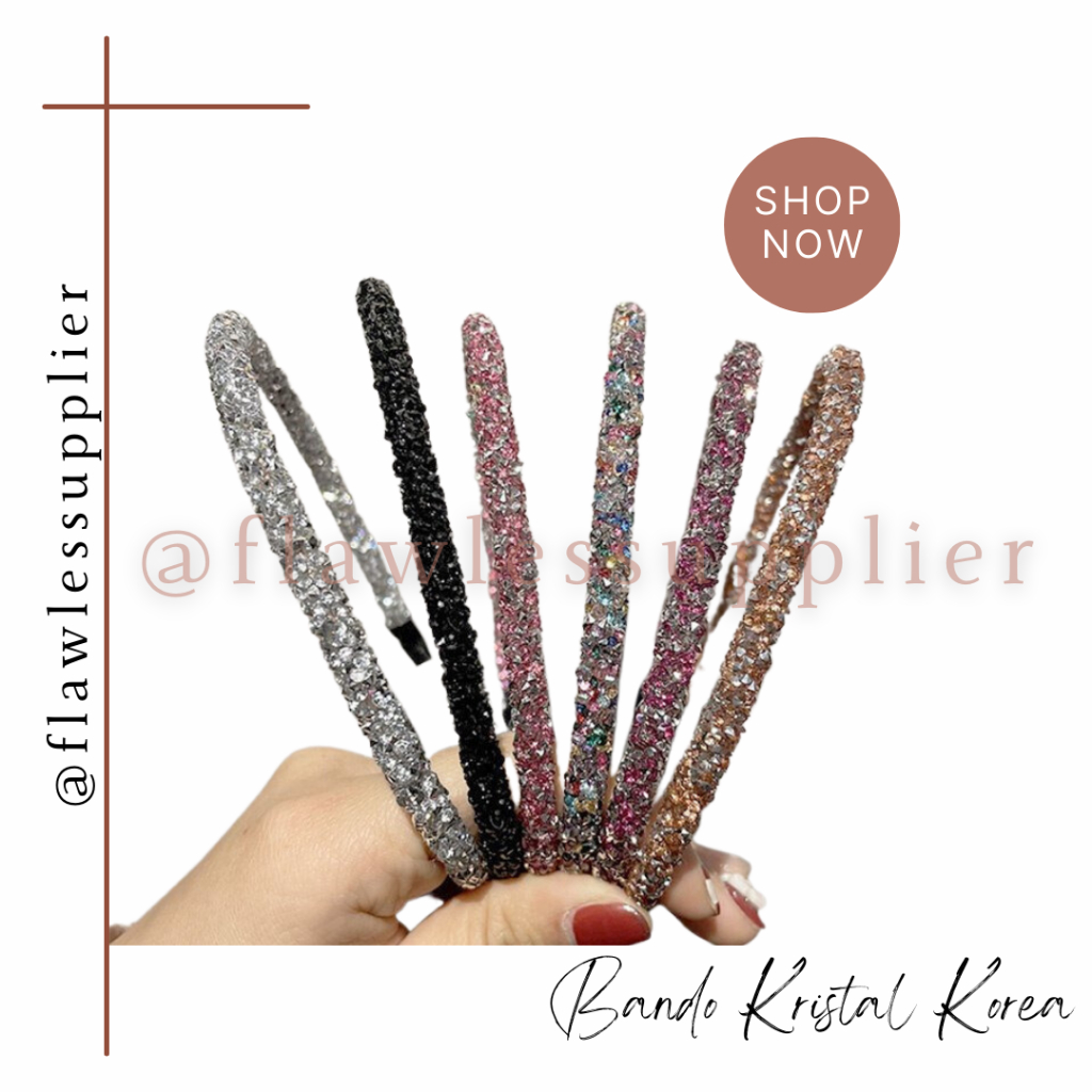 Bando Kristal Halus Gaya Korea / Bandana Motif Batu Permata / Bandana Fashion Wanita / Bando Permata