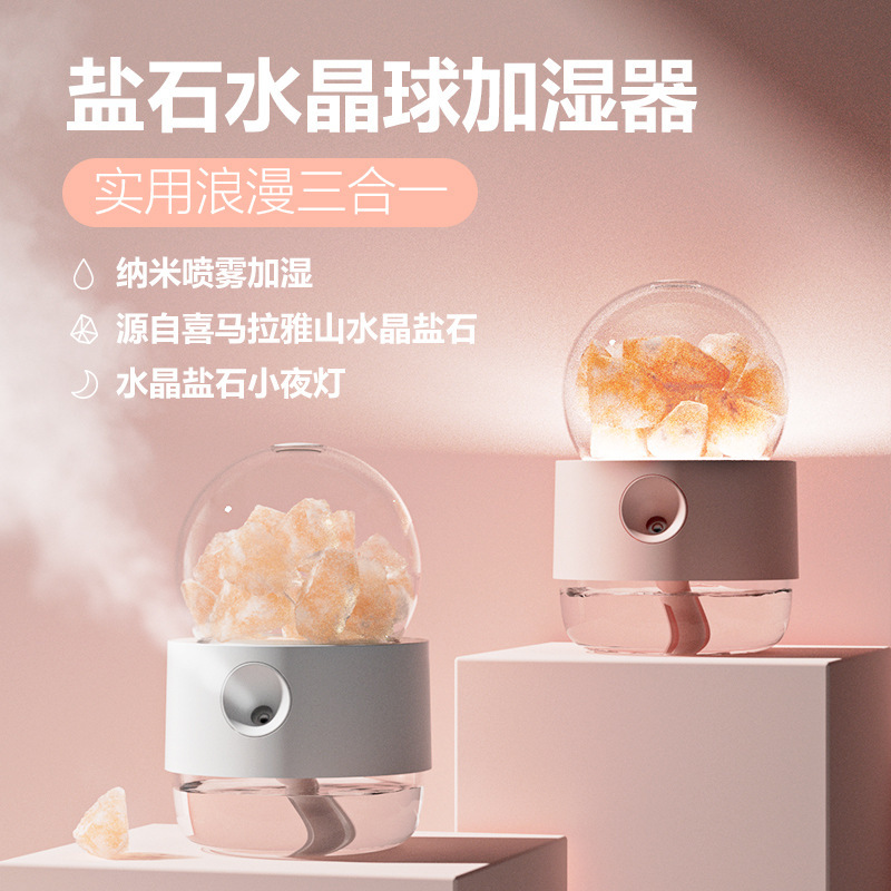{NO.1} Humidifier 2in1 Diffuser Lampu Tidur Meja Dengan Batu Garam Hias
