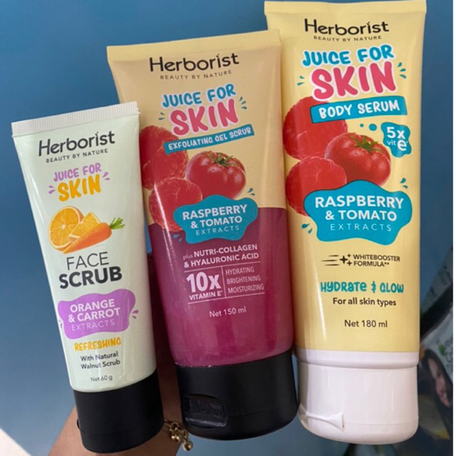 PAKET HERBORIST JUICE FOR SKIN BODY SERUM + JUICE FOR SKIN EXFOLIATING GEL + JUICE FOR SKIN FACE SCR